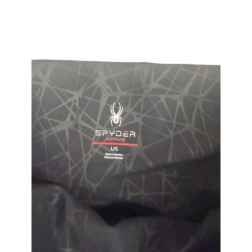 Spyder Active Womens Black Geometric Web Print High Rise Leggings Pockets Large